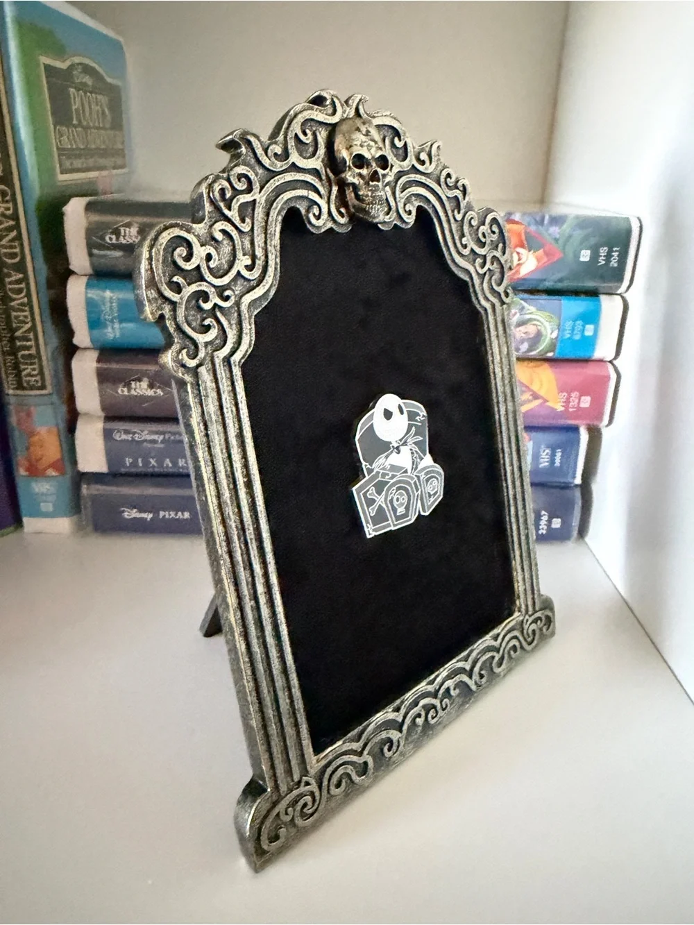 Ornate Skull Decorative Frame Pin Board in Antique Gold